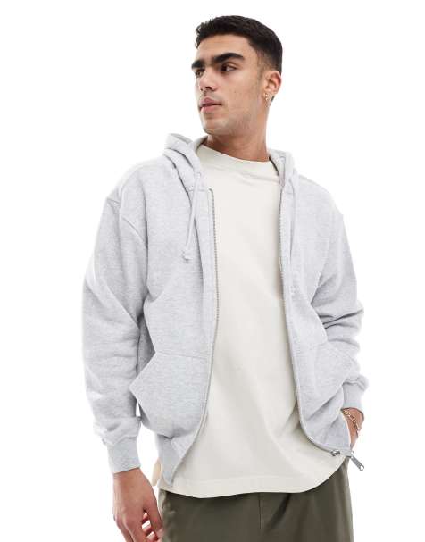 Sudadera gris jaspeado de corte cuadrado con capucha y cremallera de Cotton On - view 1