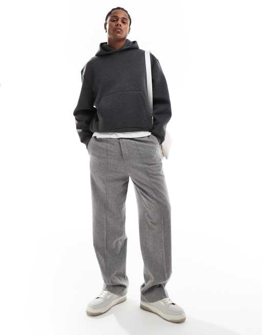 Sudadera gris jaspeado de corte cuadrado extragrande con capucha de tejido grueso efecto neopreno de ASOS DESIGN  , 2 de 4