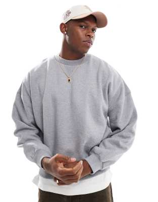 Sudadera gris jaspeado de corte cuadrado extragrande con hombros caídos de tejido grueso de 400 g/m2 premium de ASOS DESIGN - view 1