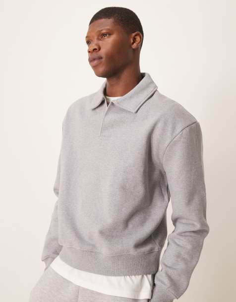 Sudadera gris jaspeado de corte cuadrado extragrande de tejido grueso premium de ASOS DESIGN (parte de un conjunto) - view 1