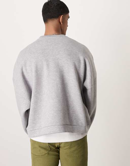 Sudadera gris jaspeado de corte cuadrado ultragrande con bordado floral de ASOS DESIGN, 2 de 4