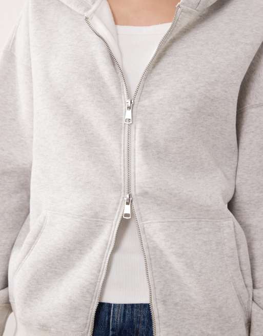 Sudadera gris jaspeado extragrande con capucha y cremallera de Abercrombie & Fitch, 4 de 4