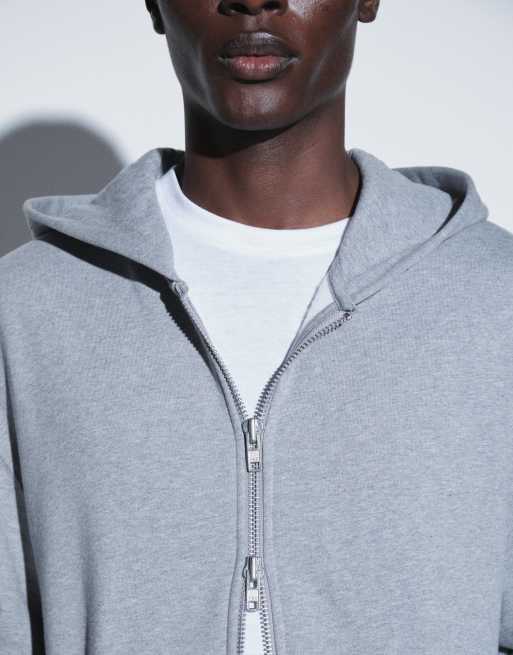 Sudadera gris jaspeado extragrande con capucha y cremallera de tejido grueso de 400 g/m² premium de ASOS DESIGN  , 2 de 5