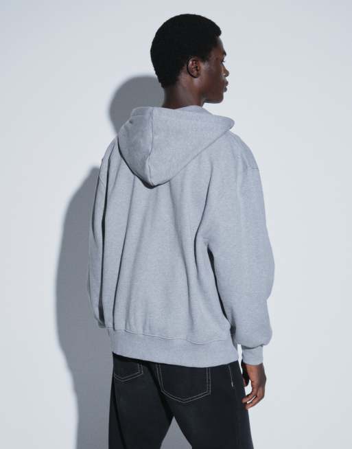 Sudadera gris jaspeado extragrande con capucha y cremallera de tejido grueso de 400 g/m² premium de ASOS DESIGN  , 5 de 5