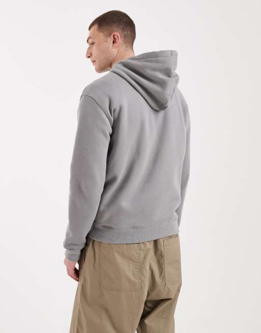 Sudadera gris jaspeado extragrande con capucha y logo pequeño de Hollister, 3 de 5