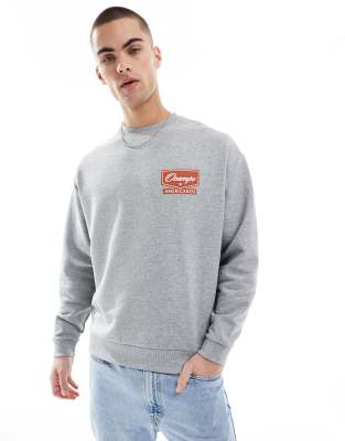 Sudadera gris jaspeado extragrande con estampado en el pecho de ASOS DESIGN - view 1