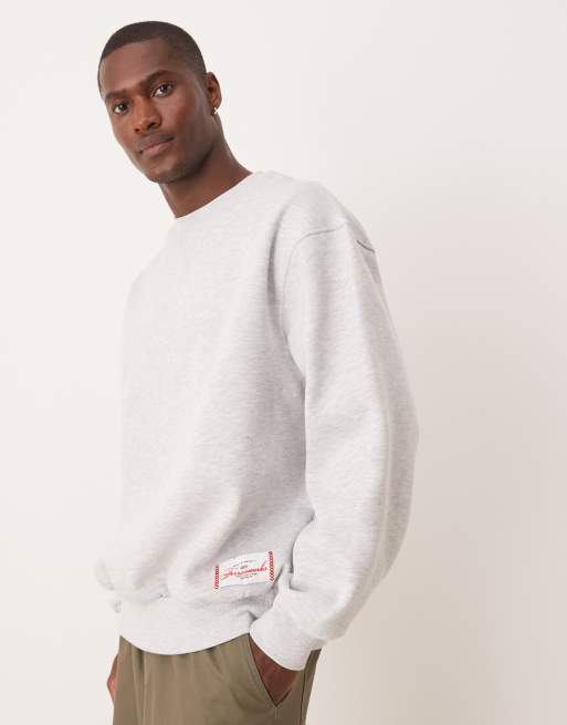 Sudadera gris jaspeado extragrande con etiqueta de ASOS DESIGN
