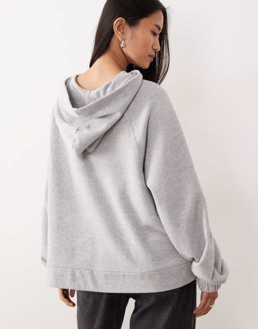 Sudadera gris jaspeado extragrande de manga raglán con capucha de punto muy suave de ASOS DESIGN, 4 de 4