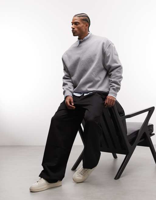 Sudadera gris jaspeado extragrande de tejido grueso de 400 g/m2 premium de ASOS DESIGN   , 2 de 5