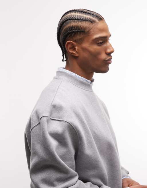 Sudadera gris jaspeado extragrande de tejido grueso de 400 g/m2 premium de ASOS DESIGN   , 4 de 5