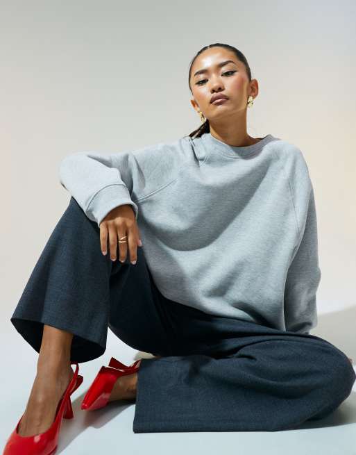 Sudadera gris jaspeado extragrande de tejido grueso de ASOS DESIGN, 4 de 4