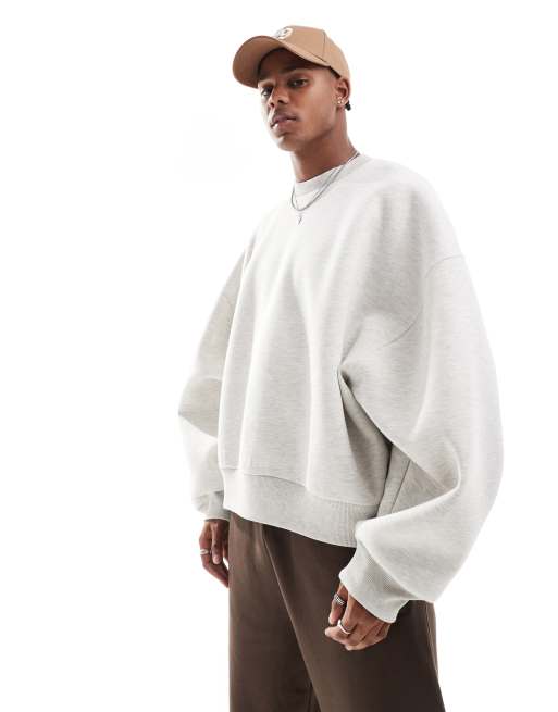 Sudadera gris jaspeado extragrande de tejido grueso efecto neopreno de ASOS DESIGN
