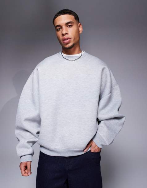 Sudadera gris jaspeado extragrande de tejido grueso efecto neopreno de ASOS DESIGN - view 1