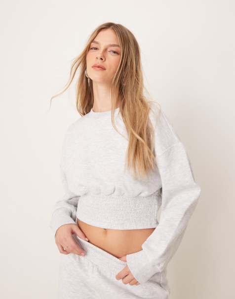 Sudadera gris jaspeado fruncida con mangas estilo blusón de ASOS DESIGN - view 1