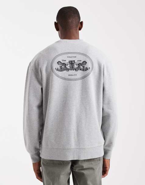 Sudadera gris jaspeado holgada con logo de 2 caballos estampado en la espalda de Levi's - view 1