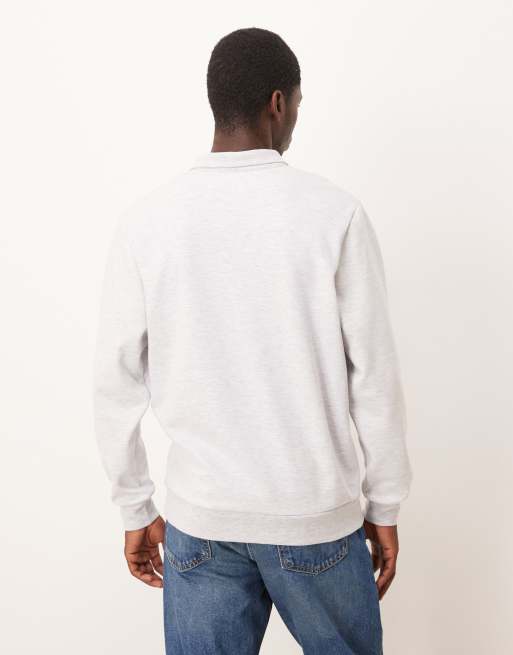 Sudadera gris jaspeado tejido efecto neopreno con cuello acanalado de ASOS DESIGN, 3 de 5