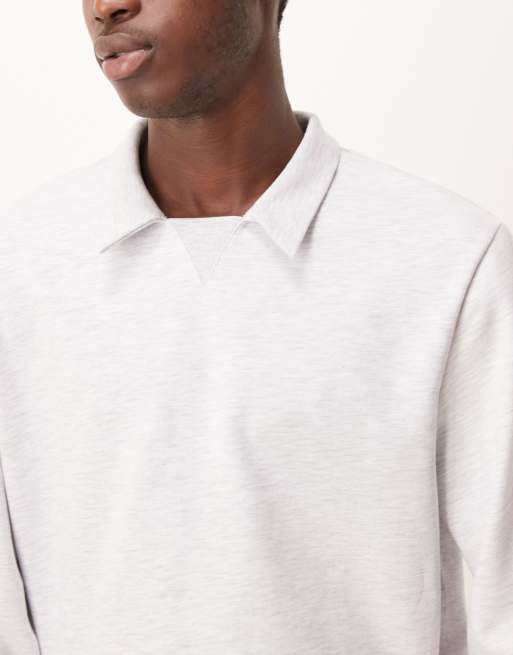 Sudadera gris jaspeado tejido efecto neopreno con cuello acanalado de ASOS DESIGN, 5 de 5