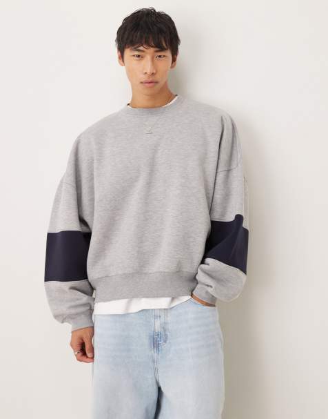 Sudadera gris jaspeado ultragrande con detalles en contraste en las mangas de ASOS DESIGN - view 1