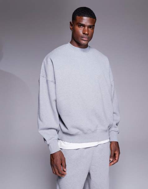 Sudadera gris jaspeado ultragrande de tejido grueso de 400 g/m² premium de ASOS DESIGN - view 1