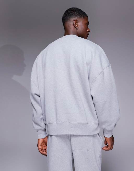 Sudadera gris jaspeado ultragrande de tejido grueso de 400 g/m² premium de ASOS DESIGN, 3 de 6