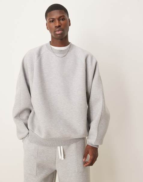 Sudadera gris jaspeado ultragrande de tejido grueso efecto neopreno de ASOS DESIGN - view 1