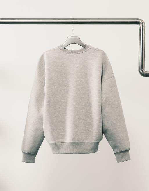 Sudadera gris jaspeado ultragrande de tejido grueso efecto neopreno de ASOS DESIGN, 3 de 5