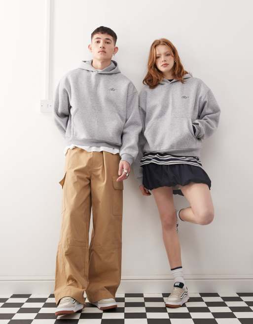 Sudadera gris jaspeado unisex con capucha y logo en la parte trasera de Reclaimed Vintage, 2 de 4