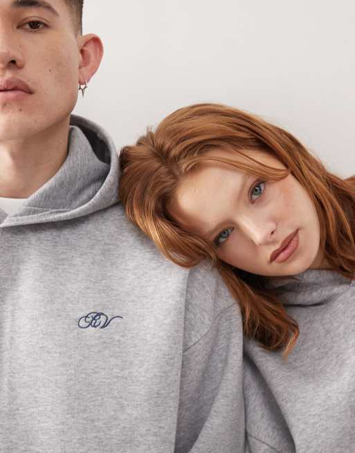 Sudadera gris jaspeado unisex con capucha y logo en la parte trasera de Reclaimed Vintage, 3 de 4
