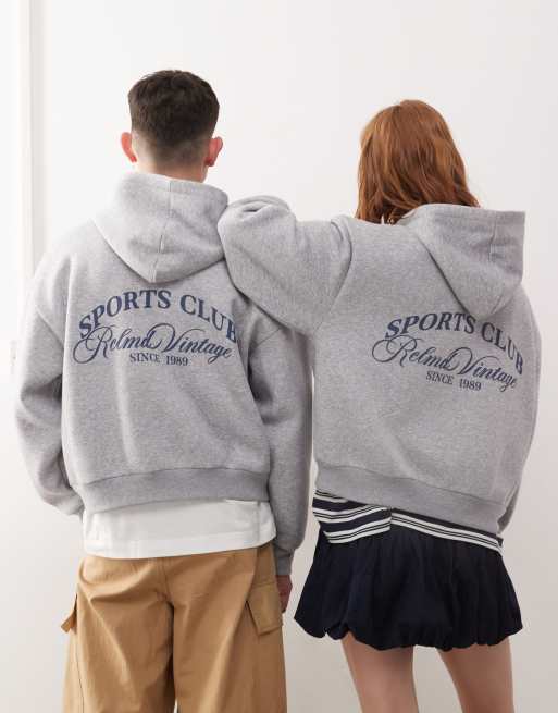 Sudadera gris jaspeado unisex con capucha y logo en la parte trasera de Reclaimed Vintage, 4 de 4
