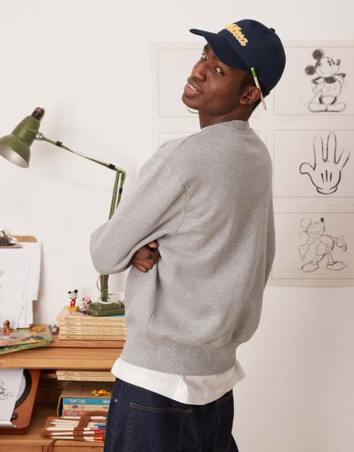 Sudadera gris jaspeado unisex de corte cuadrado extragrande con bordado de Mickey Mouse de Disney de ASOS DESIGN, 4 de 4