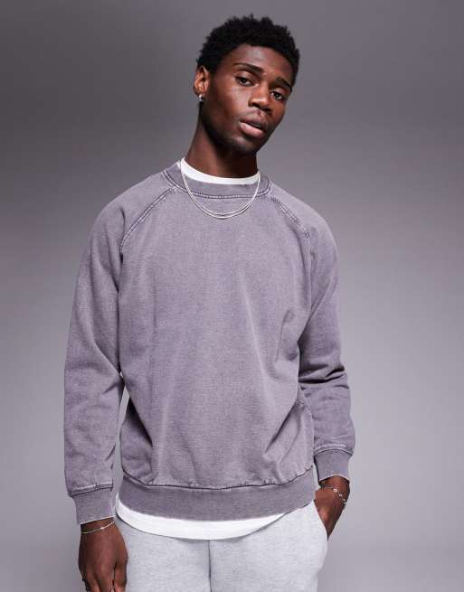 Sudadera gris lavado extragrande con mangas raglán de ASOS DESIGN (parte de un conjunto)