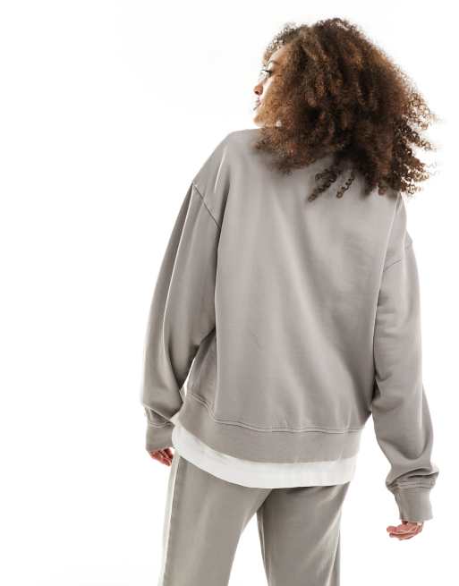 Sudadera gris lavado extragrande con media cremallera de ASOS DESIGN, 4 de 4