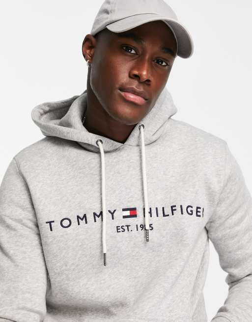 Sudadera gris marga con capucha y logo de bandera bordado de Tommy Hilfiger, 3 de 4
