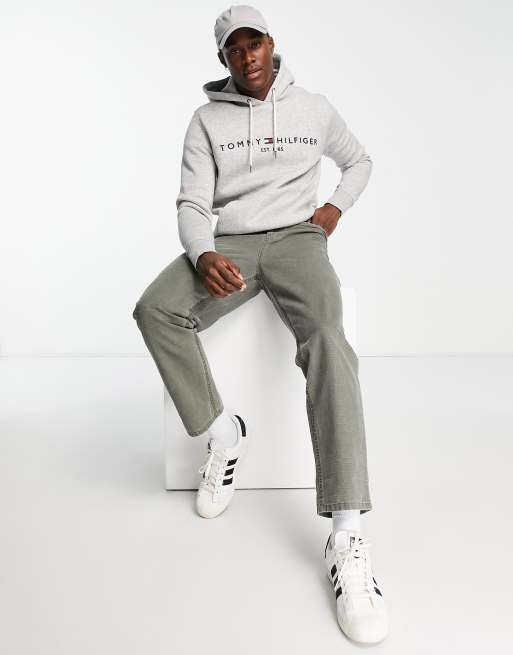 Sudadera gris marga con capucha y logo de bandera bordado de Tommy Hilfiger, 4 de 4