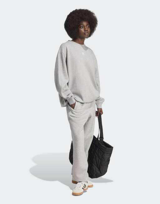 Sudadera gris medio jaspeado extragrande de felpa rizada Essentials de adidas Originals