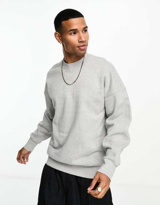 Sudadera gris melange con cuello redondo de punto grueso de Only & Sons 