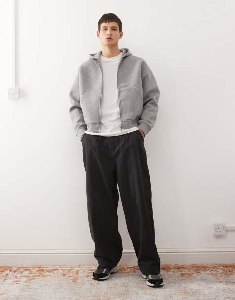 Sudadera gris melange de joggers y sudadera con capucha y cremallera de tejido efecto neopreno Simon de Weekday - view 1