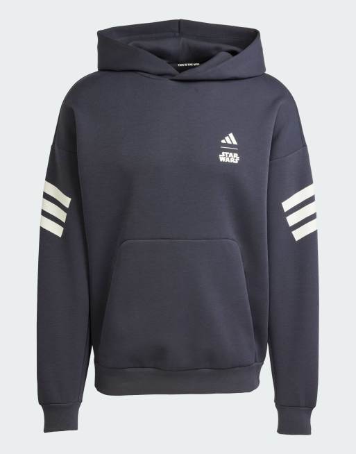 Sudadera gris noche con capucha y estampado gráfico trasero de "The Mandalorian" de "Star Wars" de adidas, 2 de 4