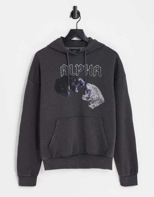 sudadera larga gris gatos - Negroennegrecido