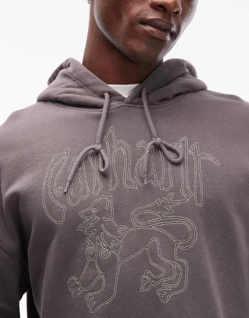 Sudadera gris oscuro extragrande con capucha sin cierres Hackwork de Carhartt WIP, 5 de 5