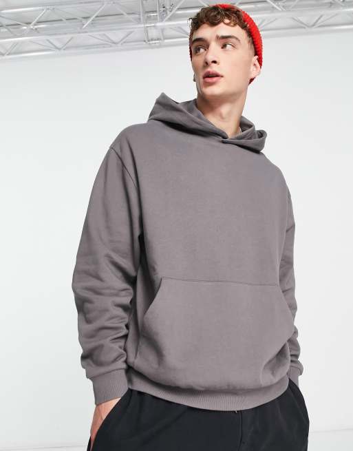 Sudadera gris oscuro extragrande con capucha y estampado de souvenir en la espalda de ASOS DESIGN