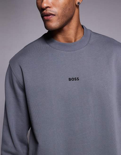 Sudadera gris oscuro holgada con logo en el centro WeSmallcrew de BOSS Orange, 5 de 5