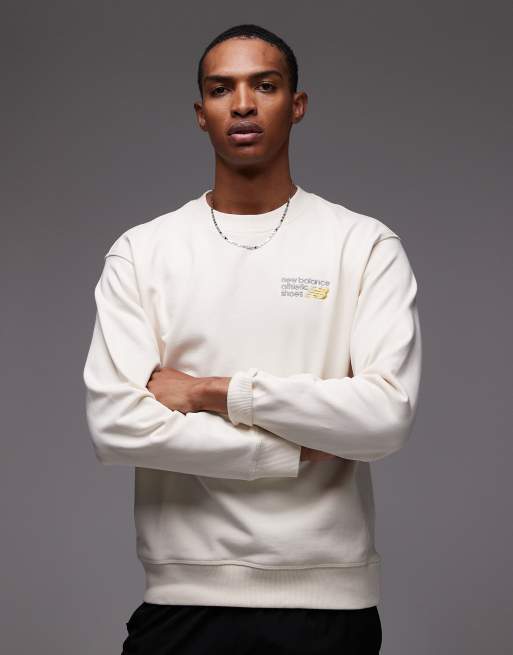 Sudadera gris permafrost con cuello redondo y logo Athletics Premium de New Balance