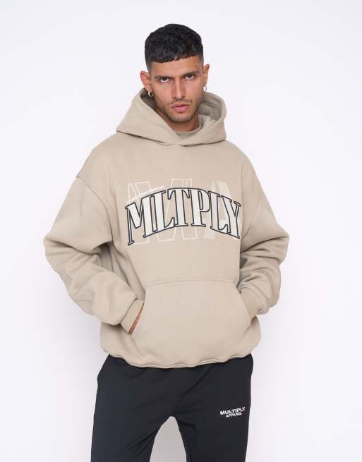 Sudadera gris roca extragrande con capucha Officer de Multiply Apparel