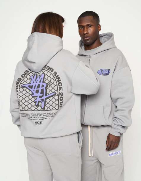 Sudadera gris Ultimate extragrande con capucha y cremallera Cohesion de Multiply Apparel - view 1