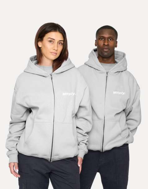 Sudadera gris ultimate extragrande con capucha y cremallera Originals de Multiply Apparel - view 1