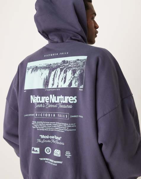 Sudadera gris ultragrande con capucha y estampado fotográfico en la espalda de ASOS DESIGN - view 1