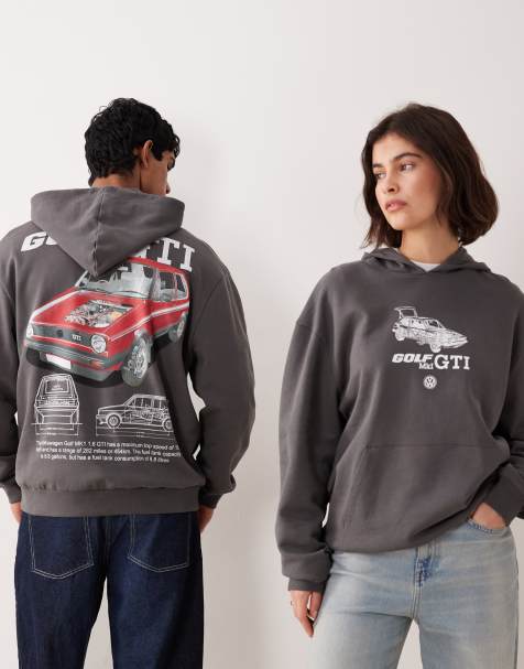 Sudadera gris unisex holgada con capucha y estampado de Volkswagen de ASOS DESIGN - view 1