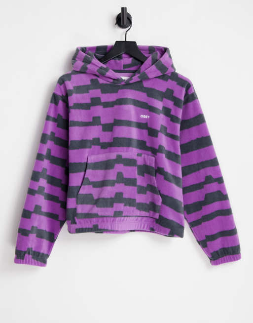Sudadera holgada con capucha y estampado a rayas de felpa de Obey