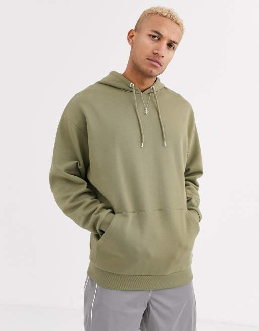 Sudadera larga caqui claro extragrande con capucha de ASOS DESIGN